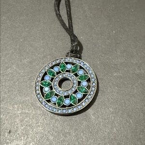 Elegant Silver and Green Pendant Necklace